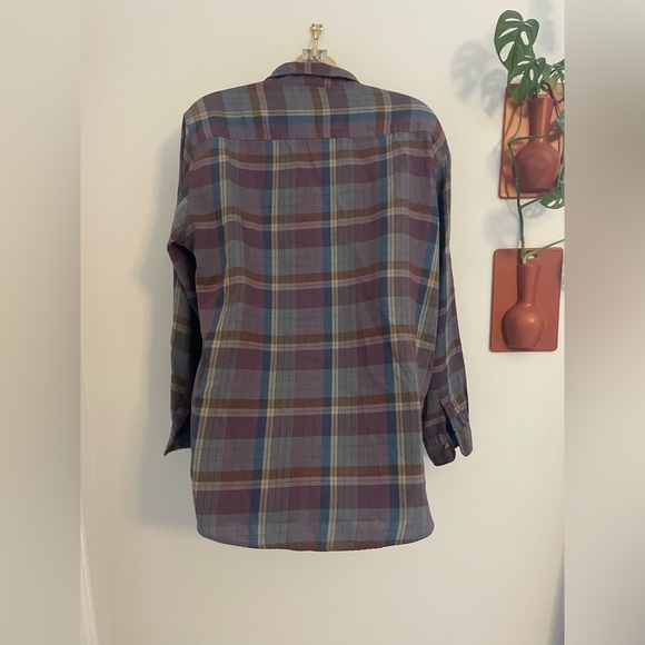 Vintage Gap Clothing Co Plaid Button Down Medium Purple Blue - Picture 3 of 4